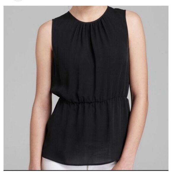 Theory Jethria black silk sleeveless top - Picture 1 of 9